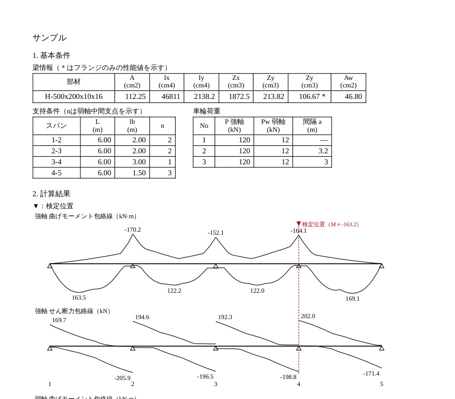 計算書の例（クレーン走行梁）